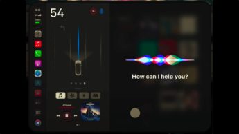 Imagem de conceito de um ecrã de infoentretenimento CarPlay num Tesla